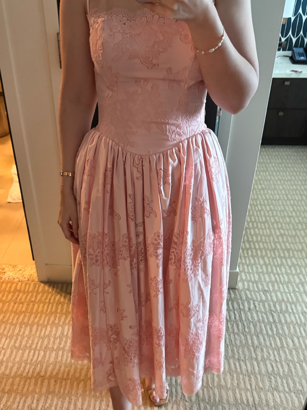 House of CB “Chloe” Pink Lace Strap Midi Dress - Picture 5 of 6